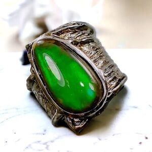 Ammolite Natural RARE 15 CT Canadian Solid Sterling Silver Ring